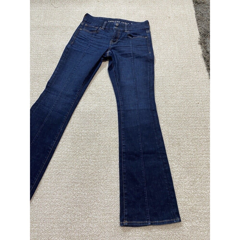 American Eagle Kick Boot Jeans Womens 4 Blue Medium Wash Mid Rise Stretch Denis - Picture 12 of 14